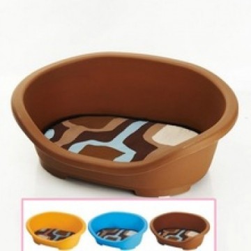 Topsy Plastic Pet Bed with Cushion Brown